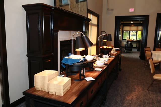 Breakfast set out in the clubhouse