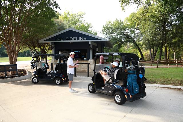 Carts parked outside The Sideline snack stand
