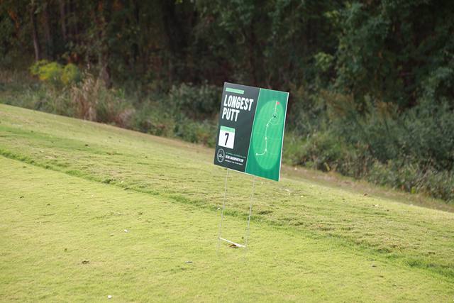 The Longest Putt sign on hole seven