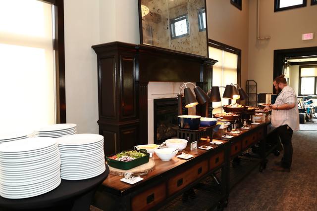 The barbecue buffet set up in the clubhouse