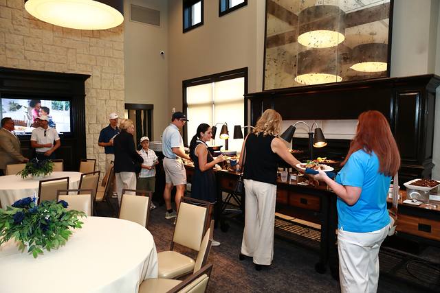 Guests going through the buffet line