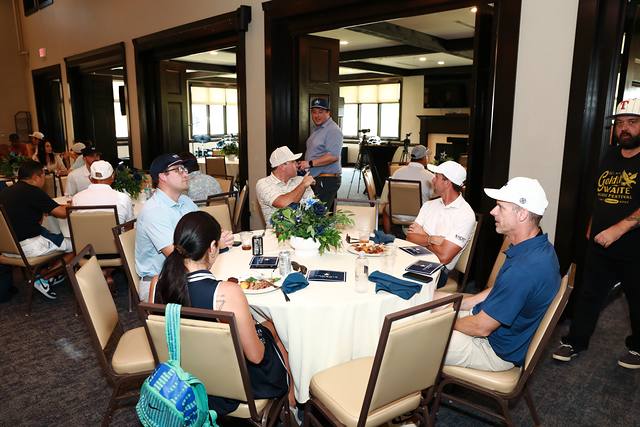 Players finishing lunch in the clubhouse