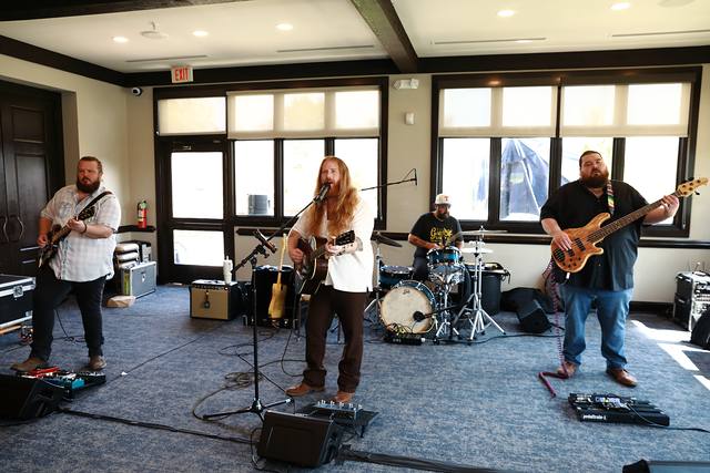 Mitchell Ferguson's band playing in the clubhouse